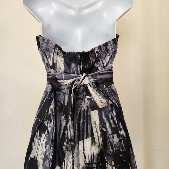 SPEECHLESS Black Gray Printed Strapless Fit and Flare Mini Dress Size 9 - Picture 5 of 11